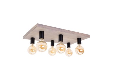 Lobo Plafonnier 6xE27 Max.15W Led Pin Teinté Gris/Métal Noir