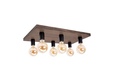 Lobo Plafonnier 6xE27 Max.15W Led Pin Teinté Noyer/Métal Noir