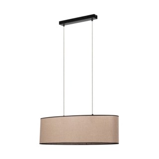 Negro Lampe Suspendue 2xE27 Max.40W Métal Noir/Câble Transparent PVC/Tissu Beige-Noir