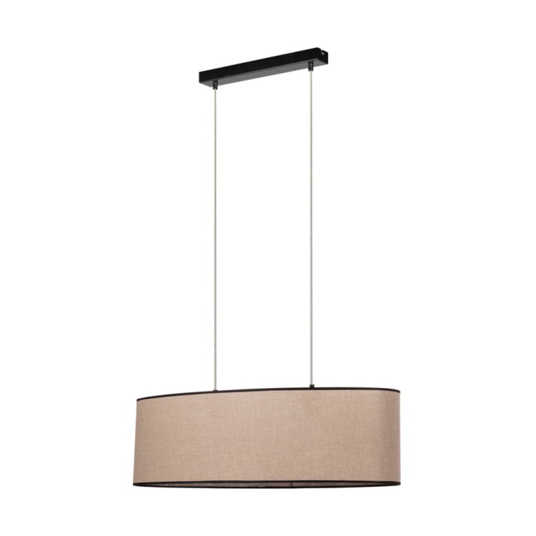 Negro Lampe Suspendue 2xE27 Max.40W Métal Noir/Câble Transparent PVC/Tissu Beige-Noir Negro Lampe Suspendue 2xE27 Max.40W Métal Noir/Câble Transparent PVC/Tissu Beige-Noir