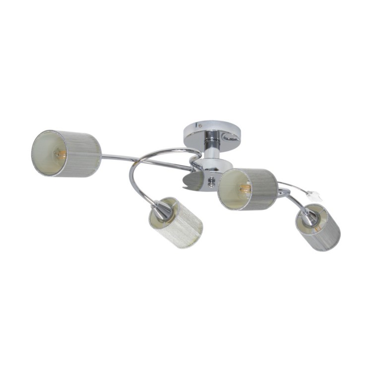Marbella Plafonnier 4xE14 Max.9W Métal Chromé/Tissu Argenté Marbella Plafonnier 4xE14 Max.9W Métal Chromé/Tissu Argenté