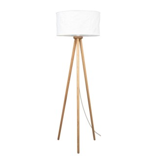 Laura Lampadaire 1xE27 Max.60W Pin Teinté Brun/Câble Transparent/Tissu Blanc