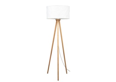 Laura Lampadaire 1xE27 Max.60W Pin Teinté Brun/Câble Transparent/Tissu Blanc