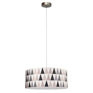 Triangle Lampe Suspendue 1xE27 Max.60W Métal Satiné/Câble PVC Transparent/Papier Peint Multicolore