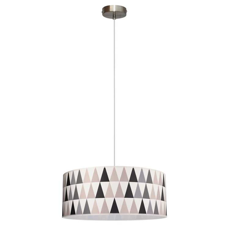 Triangle Lampe Suspendue 1xE27 Max.60W Métal Satiné/Câble PVC Transparent/Papier Peint Multicolore Triangle Lampe Suspendue 1xE27 Max.60W Métal Satiné/Câble PVC Transparent/Papier Peint Multicolore