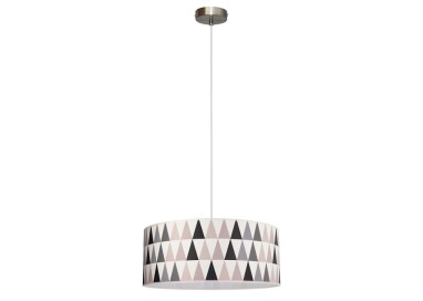 Triangle Lampe Suspendue 1xE27 Max.60W Métal Satiné/Câble PVC Transparent/Papier Peint Multicolore