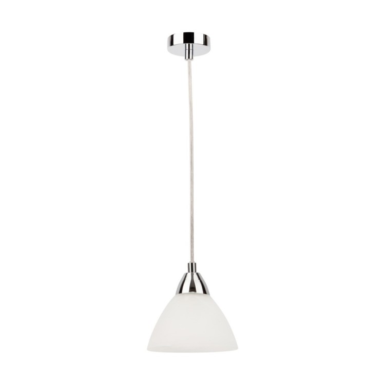 Prahas Lampe Suspendue 1xE14 Max.40W Métal Chromé/Verre Blanc Prahas Lampe Suspendue 1xE14 Max.40W Métal Chromé/Verre Blanc