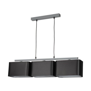 Vertigo Lampe Suspendue 3xE27 Max.25W Métal Gris/Câble PVC Noir/Tissu Noir