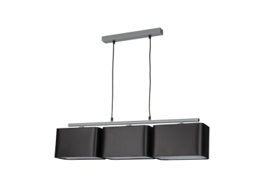 Vertigo Lampe Suspendue 3xE27 Max.25W Métal Gris/Câble PVC Noir/Tissu Noir
