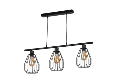 Vertigo Lampe Suspendue 3xE27 Max.25W Métal Noir/Câble PVC Noir