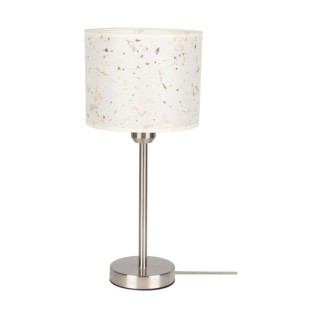 Tamara Lampe de Table 1xE27 Max.40W Métal Satiné/Câble PVC Transparent/Tissu Eco