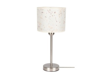 Tamara Lampe de Table 1xE27 Max.40W Métal Satiné/Câble PVC Transparent/Tissu Eco