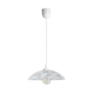 Gardena Lampe Suspendue 1xE27 60W Matière Synthètique Blanche/Verre Blanc
