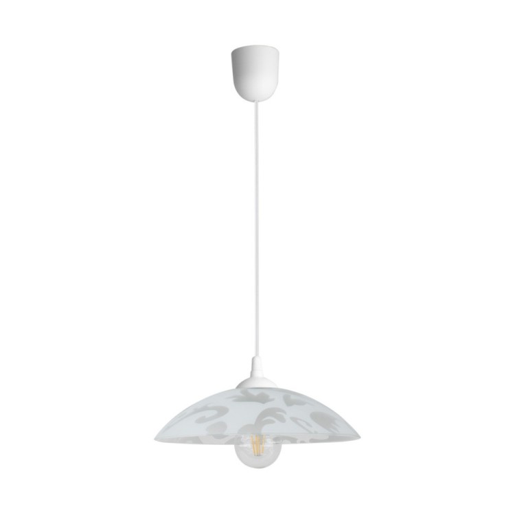 Gardena Lampe Suspendue 1xE27 60W Matière Synthètique Blanche/Verre Blanc Gardena Lampe Suspendue 1xE27 60W Matière Synthètique Blanche/Verre Blanc