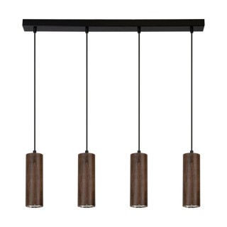 Pipe Lampe Suspendue Incl. 4xGU10 Led 5W Métal Noir/Câble PVC Noir/Hêtre couleur Noyer