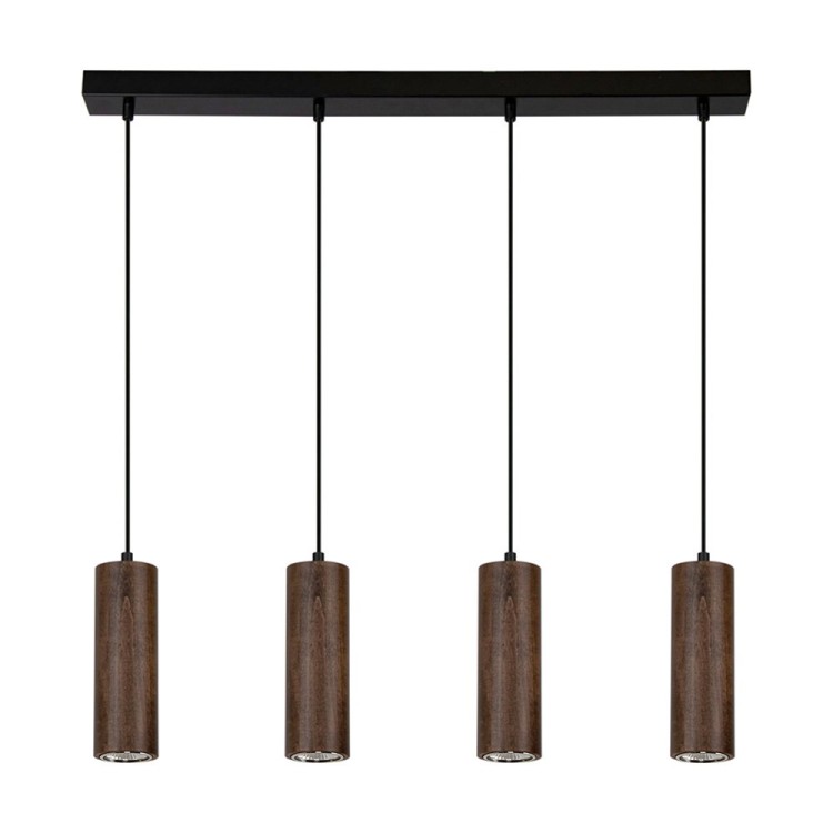Pipe Lampe Suspendue Incl. 4xGU10 Led 5W Métal Noir/Câble PVC Noir/Hêtre couleur Noyer Pipe Lampe Suspendue Incl. 4xGU10 Led 5W Métal Noir/Câble PVC Noir/Hêtre couleur Noyer
