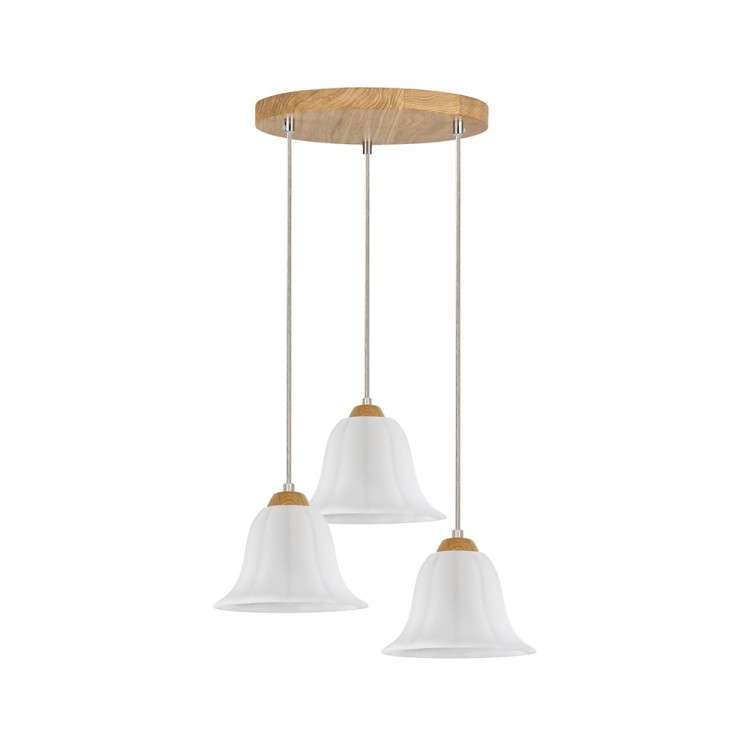 Anna Lampe Suspendue 3xE27 Max.60W Chêne Huilé/Câble PVC Transparent/Verre Blanc Anna Lampe Suspendue 3xE27 Max.60W Chêne Huilé/Câble PVC Transparent/Verre Blanc
