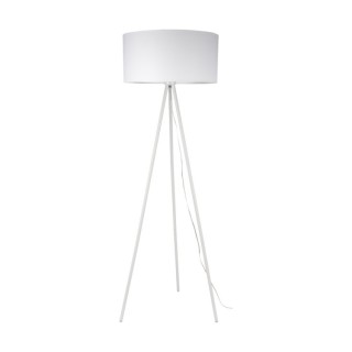 Tripod Lampadaire 1xE27 40W Métal Blanc/Tissu Blanc