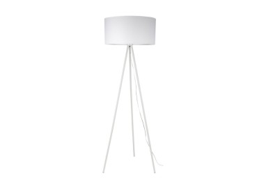 Tripod Lampadaire 1xE27 40W Métal Blanc/Tissu Blanc