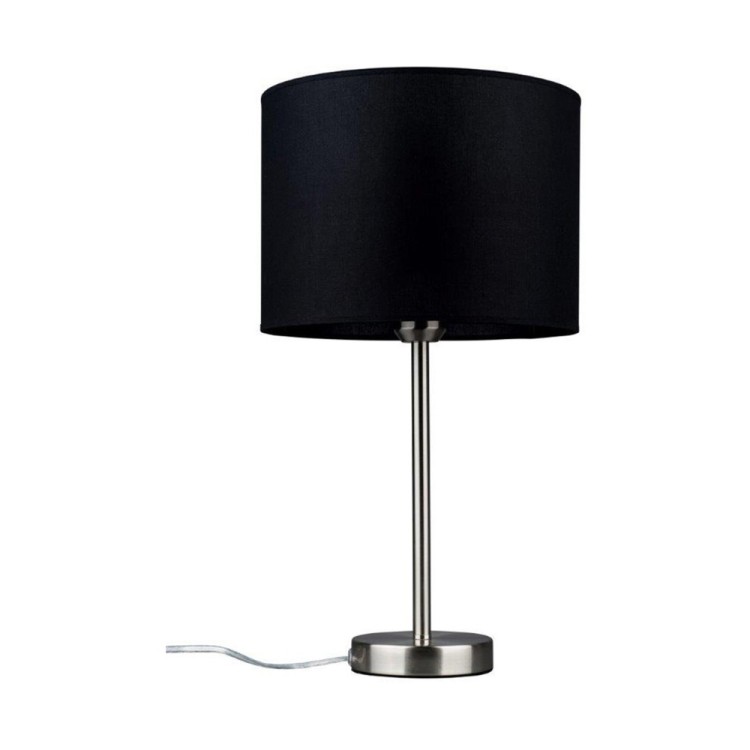 Tamara Lampe de Table 1xE27 40W Métal Satiné/Tissu Noir Tamara Lampe de Table 1xE27 40W Métal Satiné/Tissu Noir