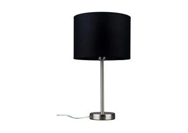 Tamara Lampe de Table 1xE27 40W Métal Satiné/Tissu Noir