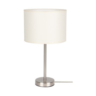 Tamara Lampe de Table 1xE27 Max.40W Métal Satiné/Câble PVC Transparent/Tissu Crème