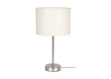 Tamara Lampe de Table 1xE27 Max.40W Métal Satiné/Câble PVC Transparent/Tissu Crème