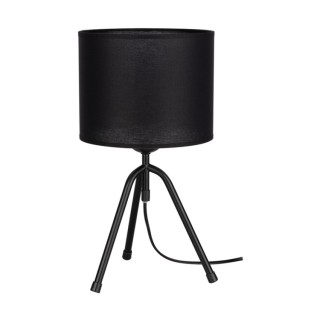 Tami Lampe de Table 1xE27 Max.40W Métal Noir/Câble PVC Noir/Tissu Noir