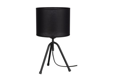 Tami Lampe de Table 1xE27 Max.40W Métal Noir/Câble PVC Noir/Tissu Noir