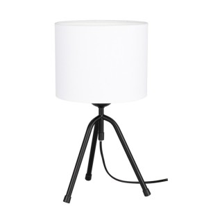 Tami Lampe de Table 1xE27 Max.40W Métal Noir/Câble PVC Noir/Tissu Blanc