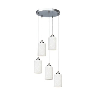 Flowers Lampe Suspendue 5xE27 Max.60W Métal Chromé/Verre Blanc