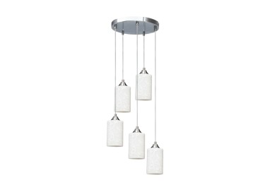 Flowers Lampe Suspendue 5xE27 Max.60W Métal Chromé/Verre Blanc
