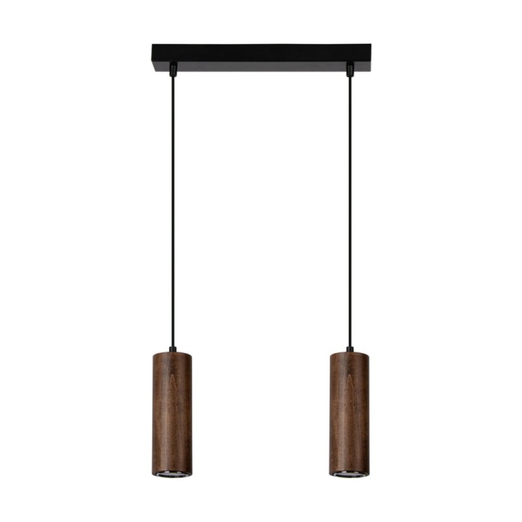 Pipe Lampe Suspendue Incl. 2xGU10 Led 5W Métal Noir/Câble PVC Noir/Hêtre couleur Noyer Pipe Lampe Suspendue Incl. 2xGU10 Led 5W Métal Noir/Câble PVC Noir/Hêtre couleur Noyer