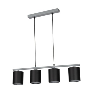 Vertigo Lampe Suspendue 4xE27 Max.25W Métal Gris/Câble PVC Noir/Tissu Noir