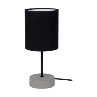 Mila Lampe de Table 1xE27 Max.25W Béton Gris/Câble PVC Noir/Tissu Noir