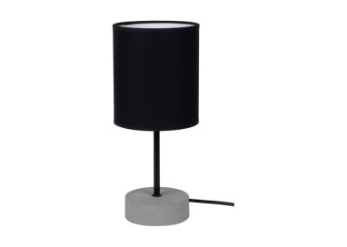 Mila Lampe de Table 1xE27 Max.25W Béton Gris/Câble PVC Noir/Tissu Noir