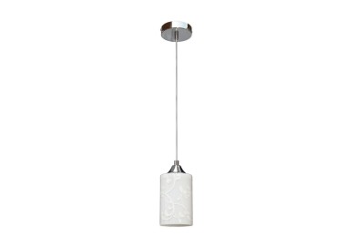Flowers Lampe Suspendue 1xE27 60W Métal Chromé/Verre Blanc Fleuri