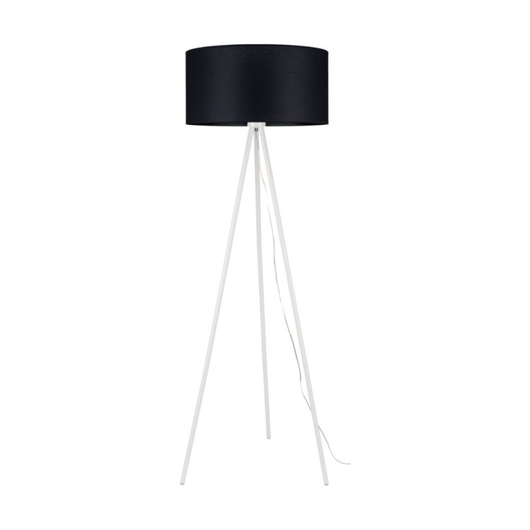 Tripod Lampadaire 1xE27 40W Métal Blanc/Tissu Noir Tripod Lampadaire 1xE27 40W Métal Blanc/Tissu Noir