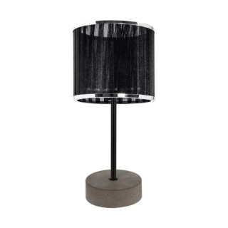 Mila Lampe de Table 1xE14 Max. 25W Béton Gris/Métal Noir/Câble PVC Noir/Tissu Noir-Métal Chromé