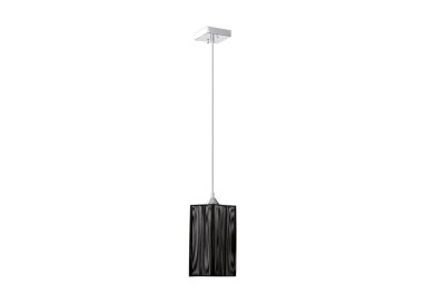 Atana Lampe Suspendue 1xE27 Max.60W Métal Chromé/Tissu Noir