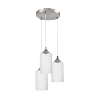 Bosco Mix Lampe Suspendue 3xE27 Max.60W Métal Satiné/Câble PVC Transparent/Verre Blanc