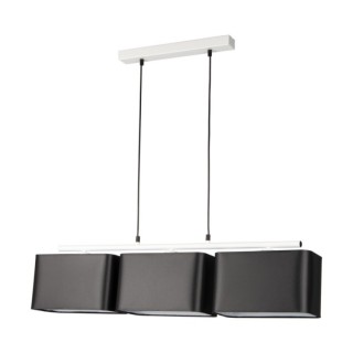 Vertigo Suspension 3xE27 Max.25W Métal Blanc/Câble PVC Noir/Tissu Noir