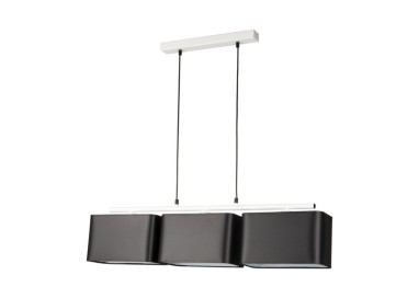 Vertigo Suspension 3xE27 Max.25W Métal Blanc/Câble PVC Noir/Tissu Noir