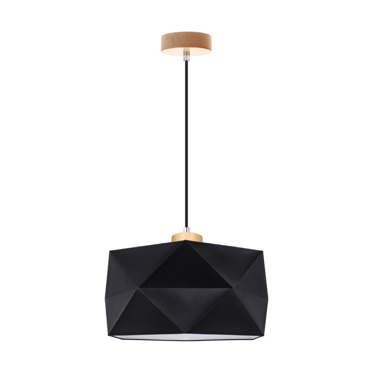 Finja Suspension 1xE27 Max.60W Bois de Bouleau/Câble PVC Noir/Tissu Noir Finja Suspension 1xE27 Max.60W Bois de Bouleau/Câble PVC Noir/Tissu Noir