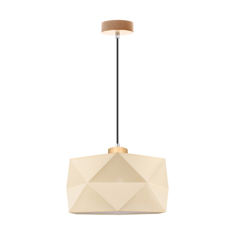Finja Suspension 1xE27 Max.60W Bois de Bouleau/Câble PVC Anthracite/Tissu Crème Finja Suspension 1xE27 Max.60W Bois de Bouleau/Câble PVC Anthracite/Tissu Crème