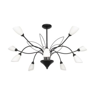 Gloriosa Lampe suspendue 10xG9 Max.6W LED Métal Noir / Verre Blanc