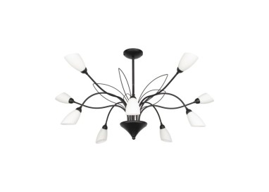 Gloriosa Lampe suspendue 10xG9 Max.6W LED Métal Noir / Verre Blanc