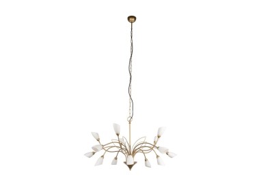 Gloriosa Lampe suspendue 15xG9 Max.6W LED Métal Doré / Verre Blanc