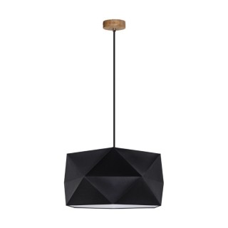 Finja Suspension 1xE27 Max.60W Chêne Huilé/Câble Noir/Tissu Noir