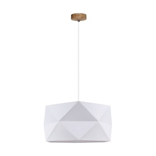 Finja Suspension 1xE27 Max.60W Chêne Huilé/Câble Blanc/Tissu Blanc